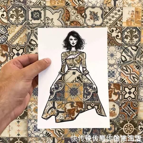 惊艳&这才是灵魂插画师!手绘图只画一半也惊艳,这衣服效果比高定还美