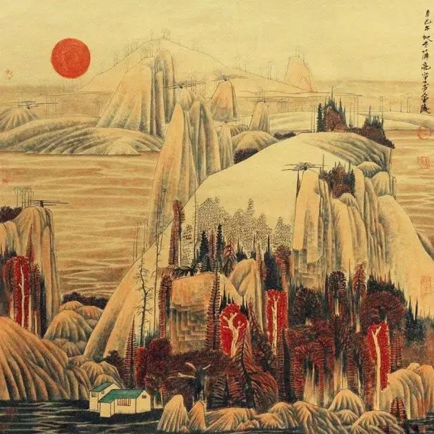 山水画$“江南鬼才”笔下的工笔山水画,色彩丰富,太震撼了!