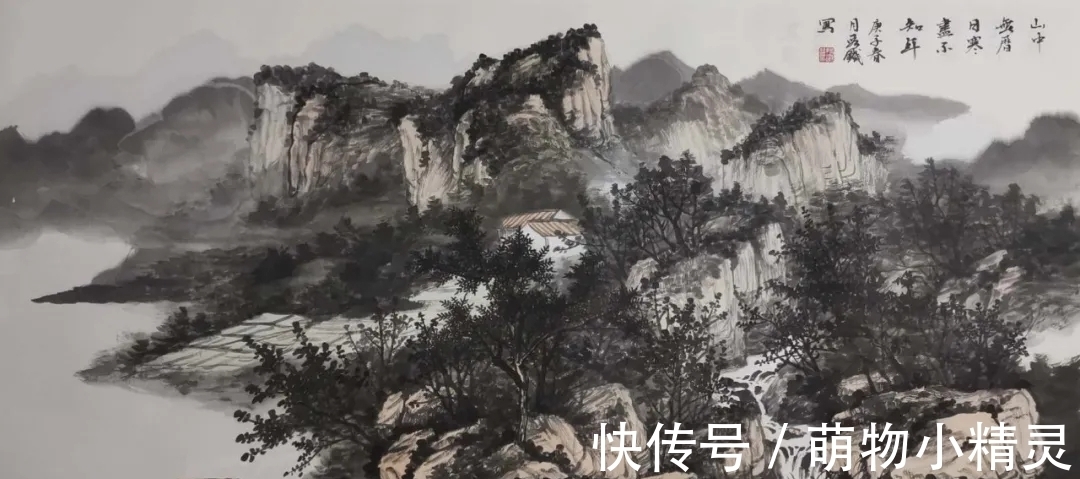 水画@段铁山水画，磅礴伟岸、气势宏大