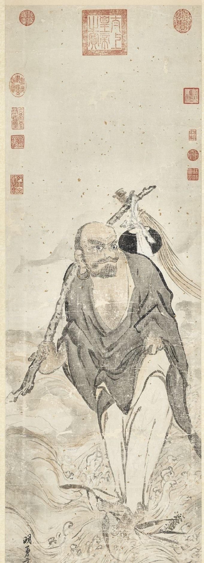 绘画&500年前的达摩古画，人物眼神让人害怕，如今很难画出这种感觉