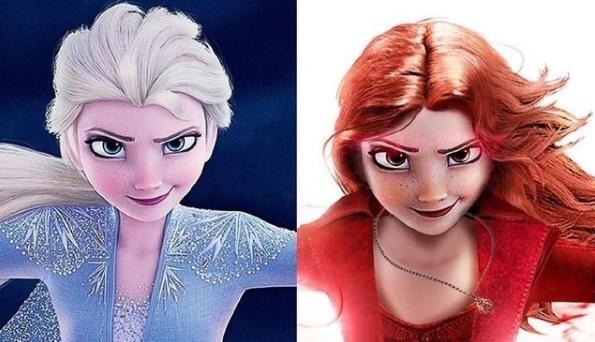 艾莎女王|当冰雪奇缘碰到复联,艾莎女王COS三个角色,安娜变黑寡妇