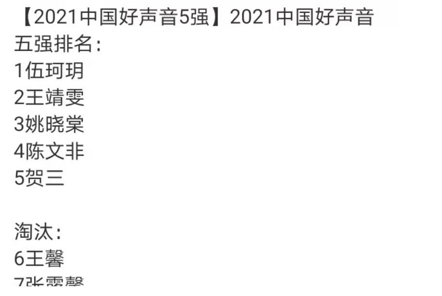 学员|《好声音2021》五强曝光，李克勤战队占据两席，三大夺冠热门浮现