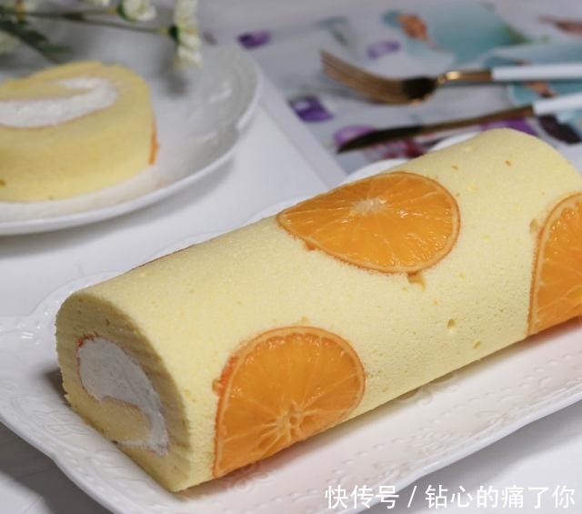 香橙蛋糕卷,湿润绵甜,带着淡淡橙香