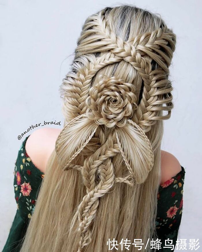 网红达人|65张编发照片,这哪是编头发分明是画画,图3这发型一次要半天