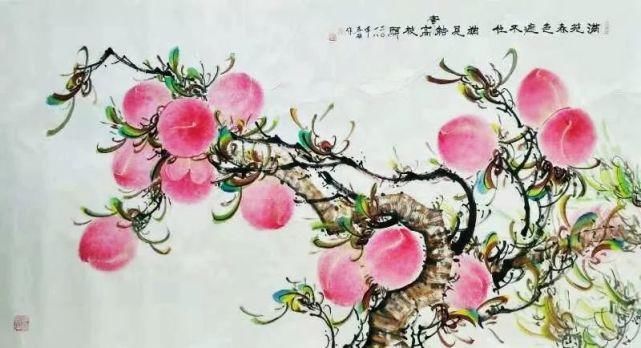 甜香|一起来欣赏国画里的蜜桃，娇艳溢甜香