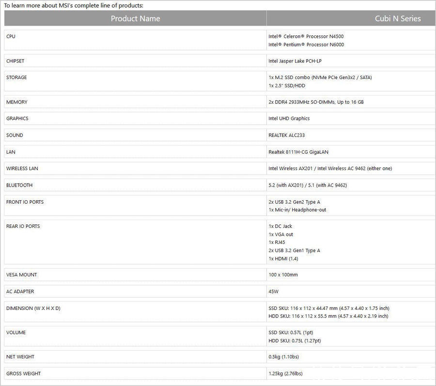 msi|微星推出Cubi N迷你电脑：搭配英特尔N6000