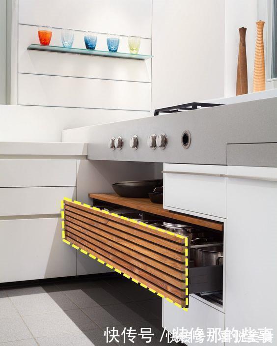 柜门|灶台下留个格栅抽屉柜,锅碗瓢盆塞这里,橱柜用起来果然更方便了