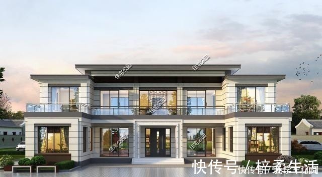 露台|外观对称，自带堂屋与露台，9间卧室的现代别墅你不来看看吗！