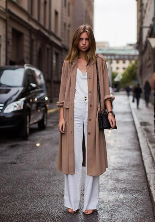 风衣＋豆腐裤，今年入春必学穿搭，年过40也很时髦