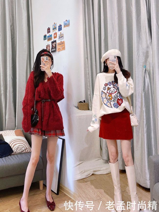 新年穿红衣是常态，会穿的时髦精，淑女装都显得与众不同