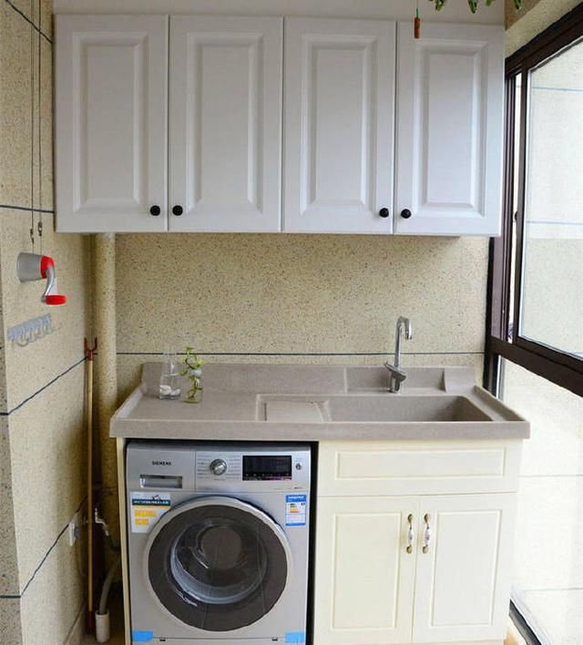 洗手台|阳台这样设计,洗衣机摆放整洁实用,不占用空间,适合大小户型