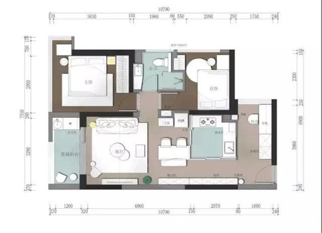 小户型|79平现代风小户型二居室,有很多墙作为隔断增加舒适感
