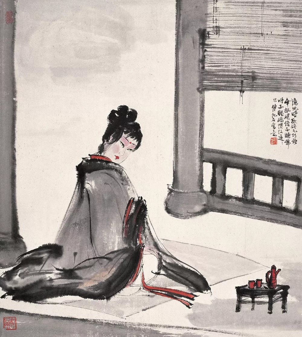 兰亭修禊图|傅抱石如何用笔下的“勾魂三绝”画活历史仕女画的?