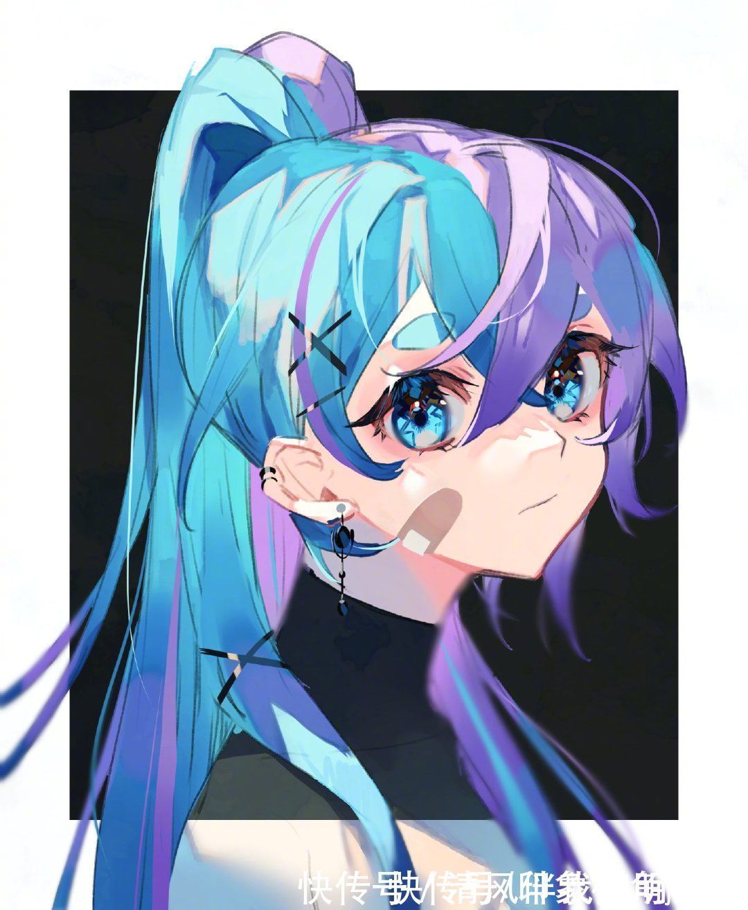 深蓝色@深蓝色瑰丽梦幻的少女插画，对于眼睛的刻画绝了