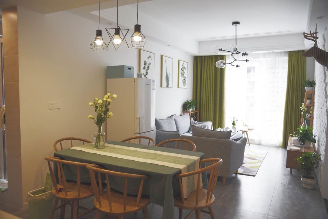 餐厨|邻居的北欧风两居,客餐厨一体化布局真敞亮,卧室还带书房,厉害