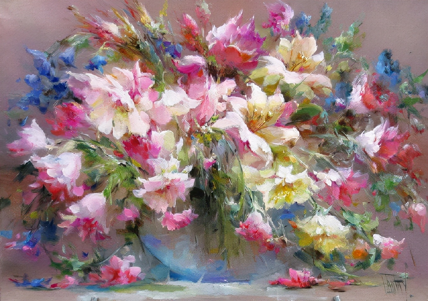 vladimir!俄罗斯画家弗拉基米尔· 巴比奇把花束画得如此之美,妖艳