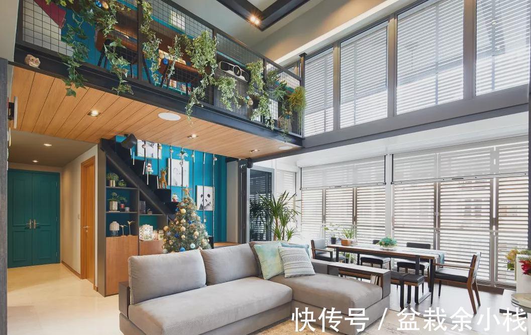 书房|93㎡层高4米5,挑空搭建楼板一层变两层,多间双人书房让人羡慕