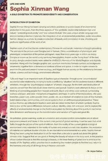 全球气候变暖$“生命与希望”--王馨曼个人艺术作品展在美国展出