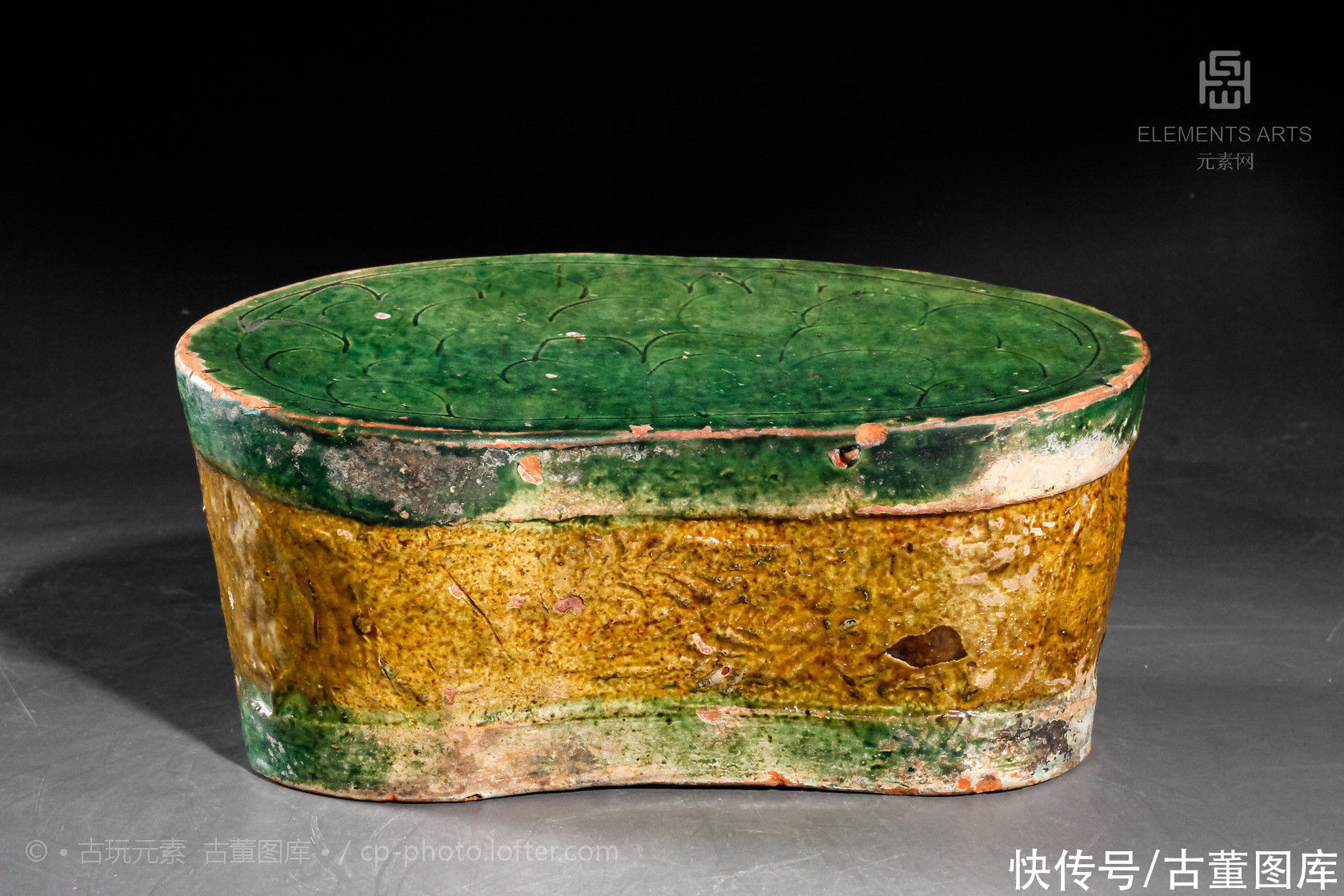  三彩|宋磁州窑三彩腰形枕