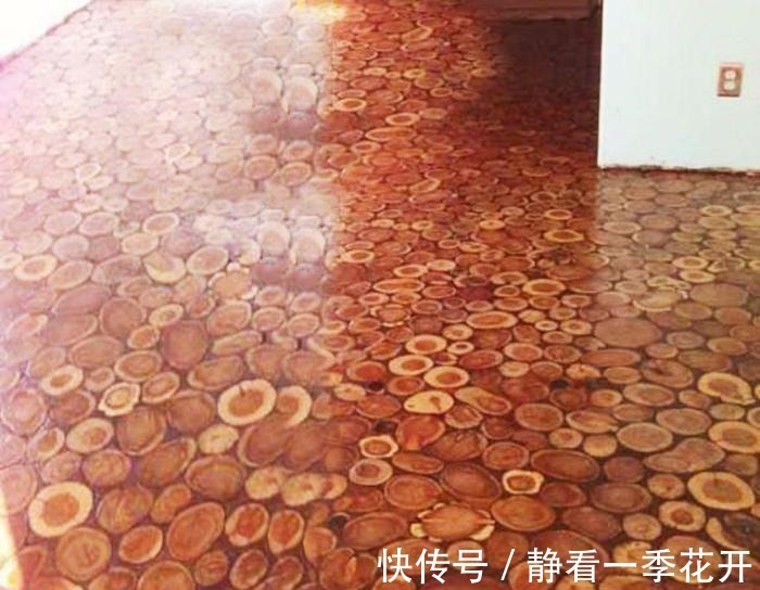 业主|业主花300买棵树锯成小段, 自创“纯实木”地板, 效果比瓷砖还棒!