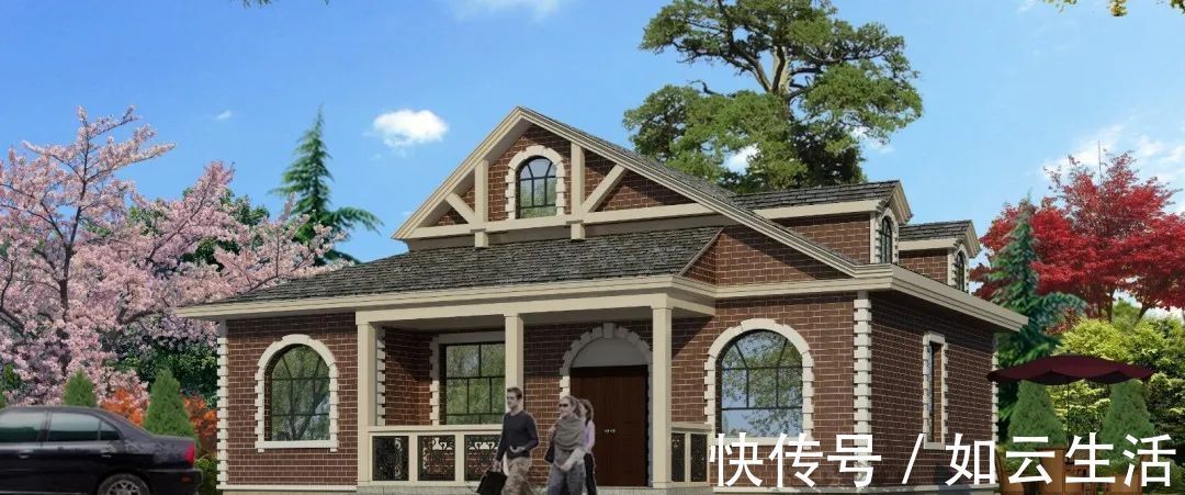 农村|138×111米一层半别墅,4间卧室造价低,大受好评的一款农村别墅