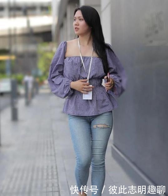 修身|腿粗怎么办?选择修身的破洞牛仔裤,时髦洋气显身材