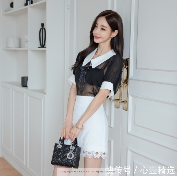 搭配|女神孙允珠高清时尚搭配:墨雅秋寒絮黑微透甜美小洋裙