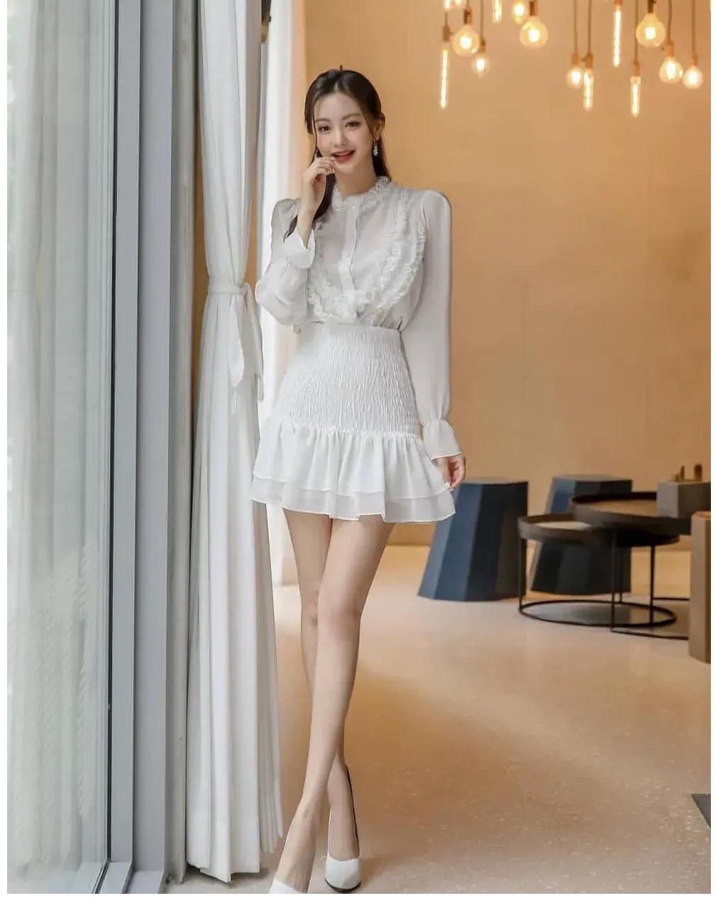 衣品|食色112——美女穿搭18 知性优雅雪纺白短裙