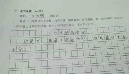 尝试|逼疯英语老师的试卷 学生:这是我一生最大胆的尝试……