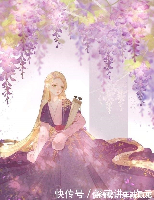 艾莎|迪士尼公主又穿汉服啦，白雪公主的团扇好可爱，艾莎举着小伞