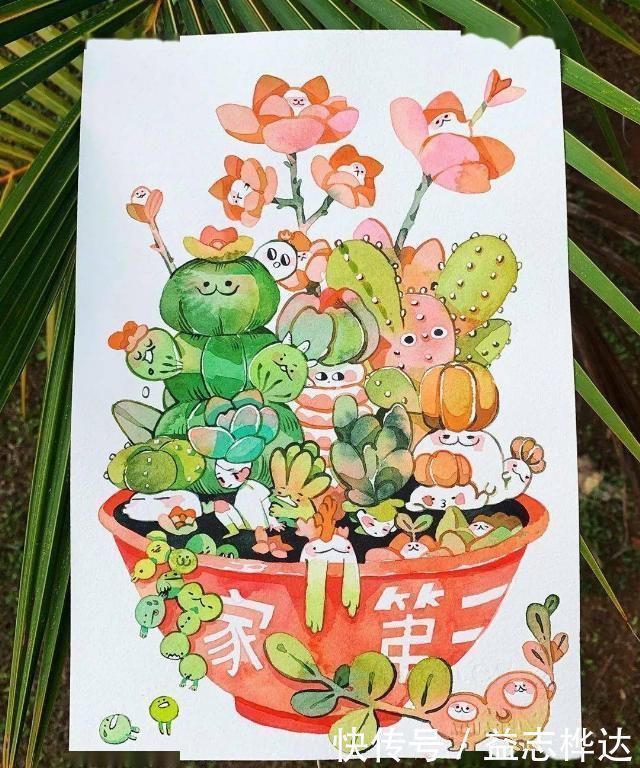 插画$哇马克笔画出水彩般效果,装饰感太强了,简单又漂亮,收藏