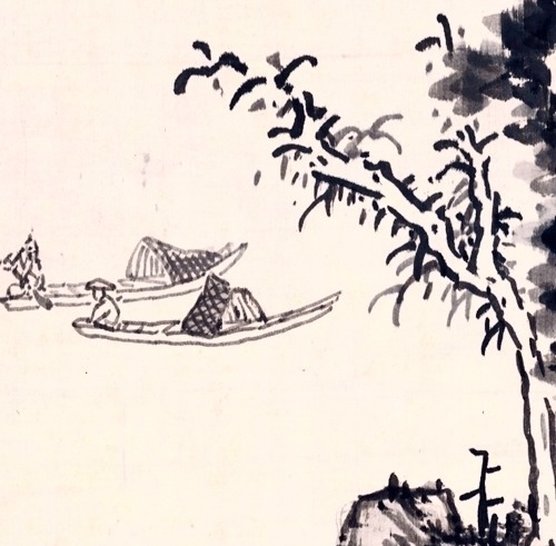 仿古山水#崇尚文人画风,临仿黄公望画作,蓝瑛绘《仿古山水》