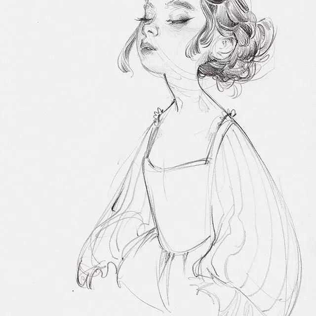 线条性$最怕长的美,还会画画的女孩子,这才是速写该有的线条啊