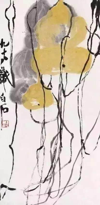 葫芦图$齐白石传人、齐良芷弟子-少白汤发周趣谈：《葫芦》缘何让齐白石称为天籁？