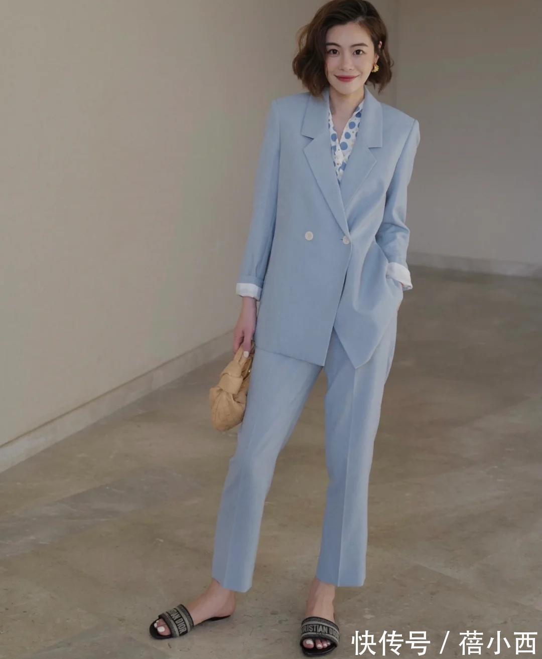 外套|时髦精今秋穿的外套不再是开衫,而是西装,简约高级又显气质