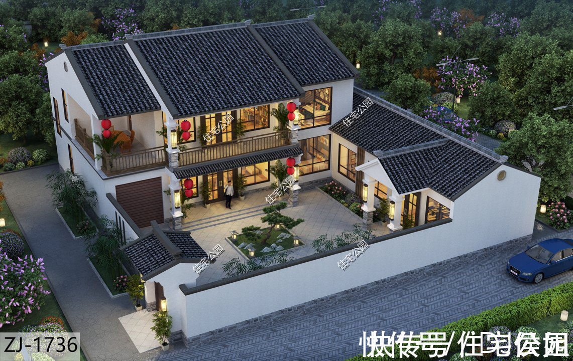 庭院|20×10米农村中式合院,颜值杠杠的,建一栋出来面子十足