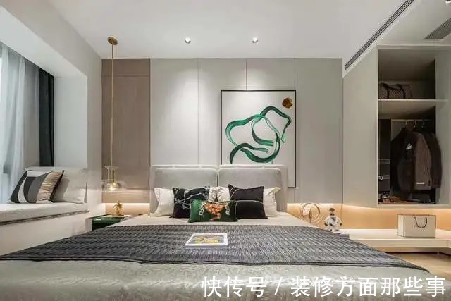 三居室|128平现代风三居室灰墙面绿画，简约时尚又好看