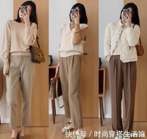 卡其色|这才是教科书级别的卡其色裤子搭配,时尚还保暖,冬天就该这么穿