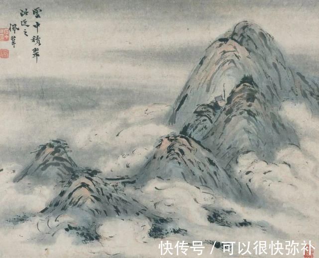 山水画#用指头画画从他开始的，看看他画的山水画云山雾绕别具一格