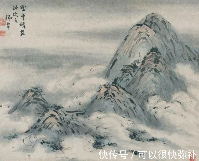 山水画#用指头画画从他开始的,看看他画的山水画云山雾绕别具一格