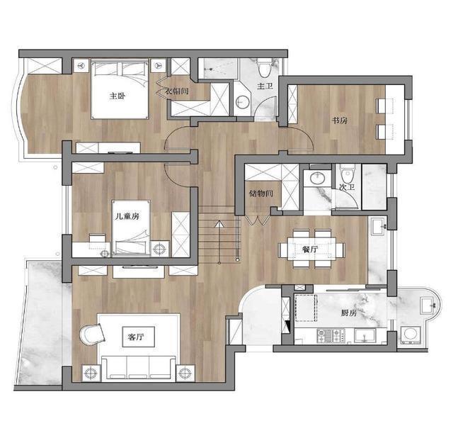美式|116㎡三居室，简洁舒适的美式风，超通透的户型设计，家家都适用！