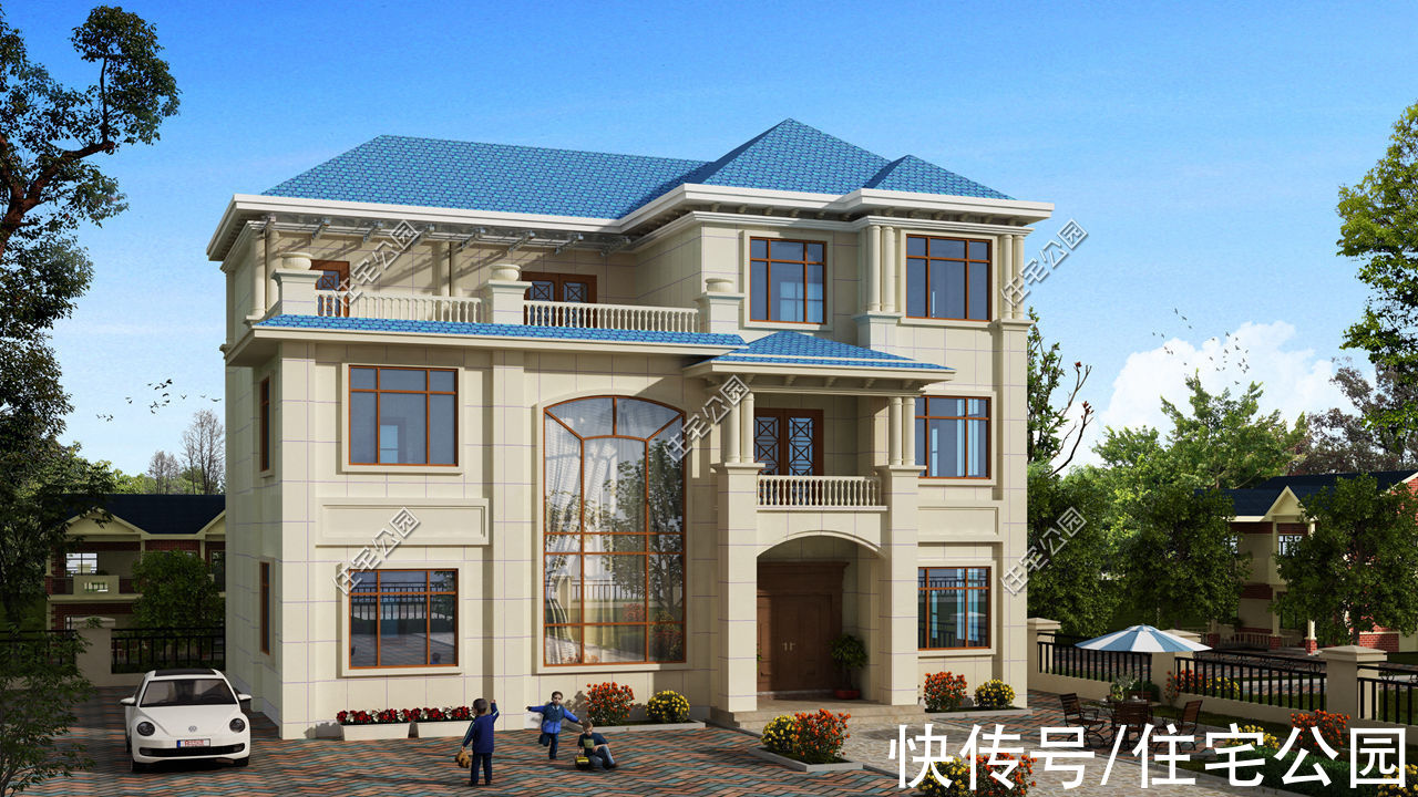 露台|河南农村10万买地，3层洋楼65万盖好，旋转楼梯配露台简直完美