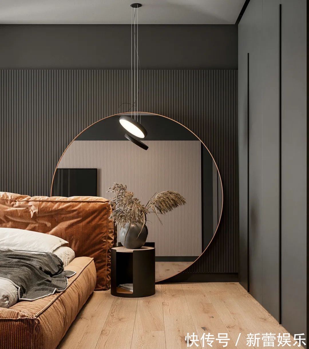 衣帽间|70㎡现代简约,沉稳高级灰,以橙色点缀,营造安静优雅的美