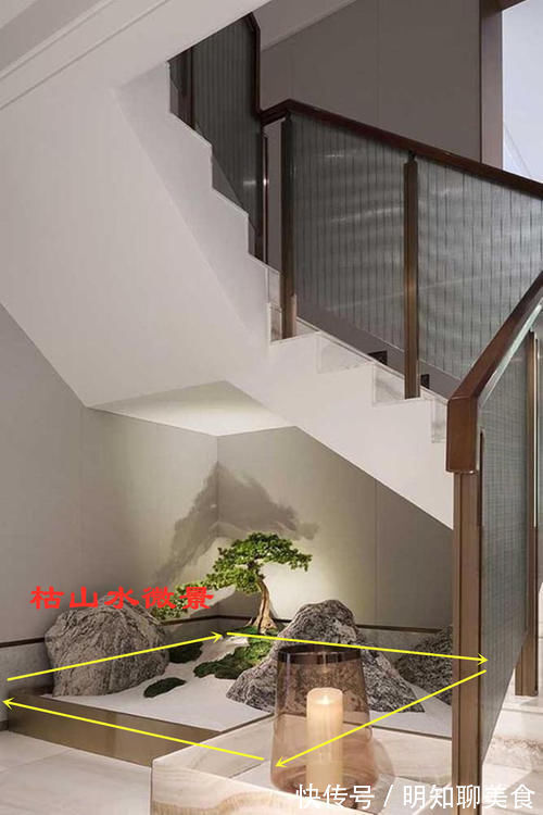 下沉式|谁家有楼梯,一定要在下面做个日式枯山水微景,1㎡越看越有意境