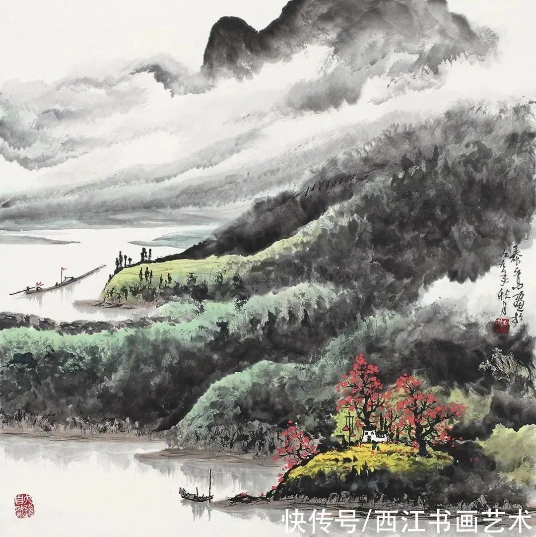 绿野秀岩#春晚绿野秀 岩高白云屯：这位岭南派画家笔下的云山雾海，厉害了