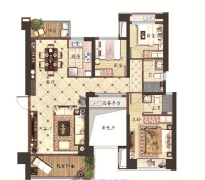 落地窗前|136平简约风三居室,呈现现代时尚的感觉