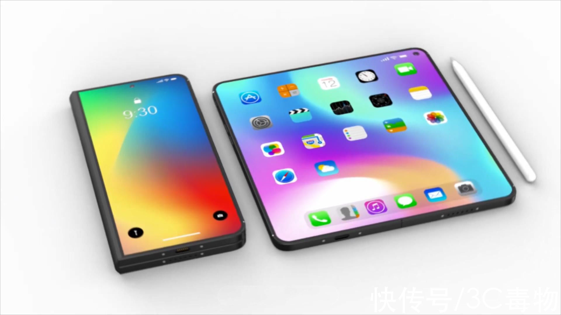 苹果|iPhone14Fold渲染图：7000毫安双电芯+8.1英寸内屏，苹果圈钱利