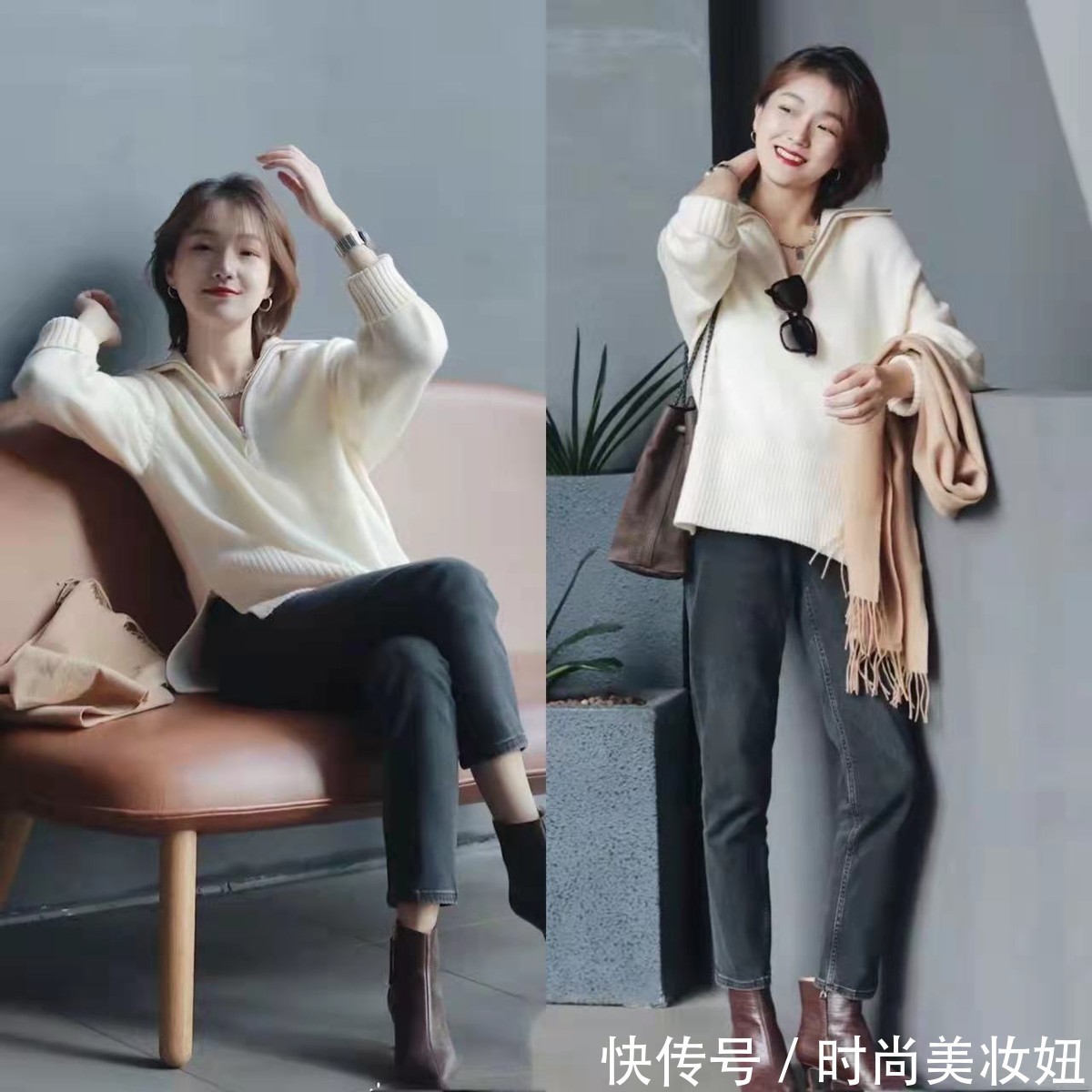 打底裤|冬季短靴别再配打底裤了,试试“9分裤+短靴”,洋气不说还保暖