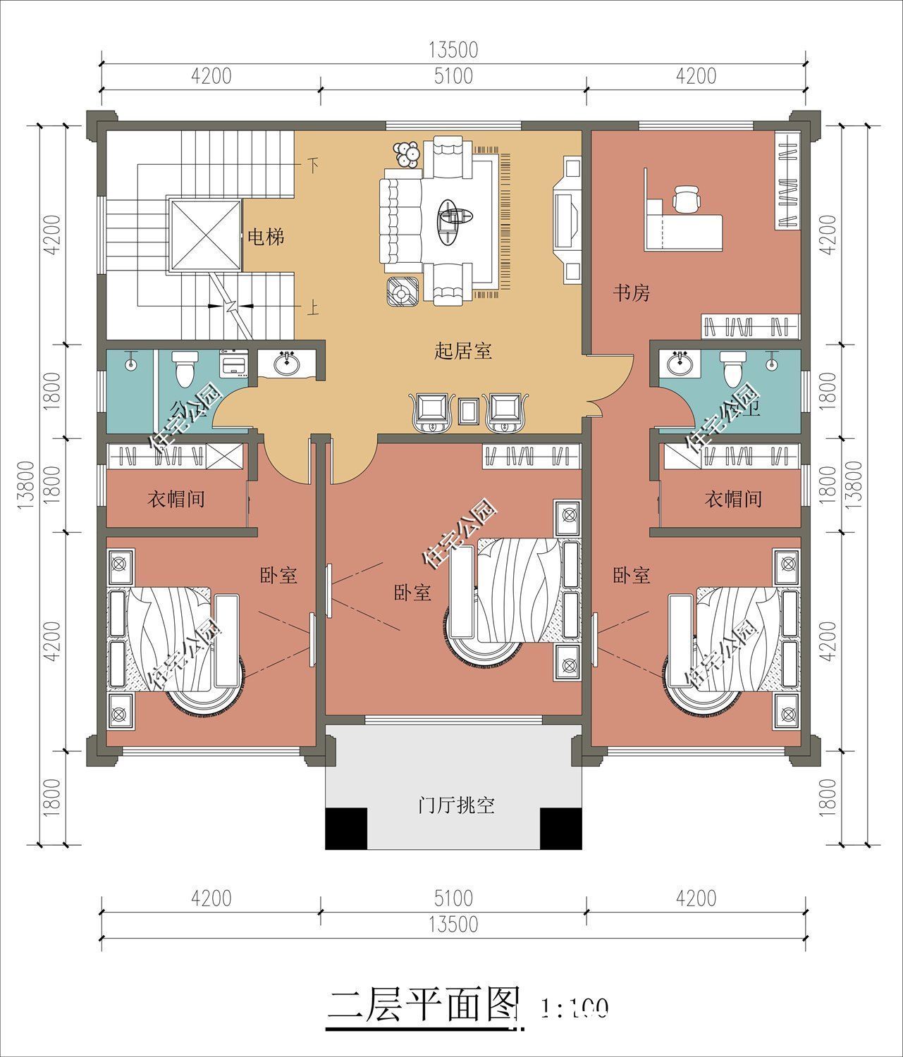 大家庭|13×13米四层农村别墅，大家庭建房首选，12间卧室绝对够住
