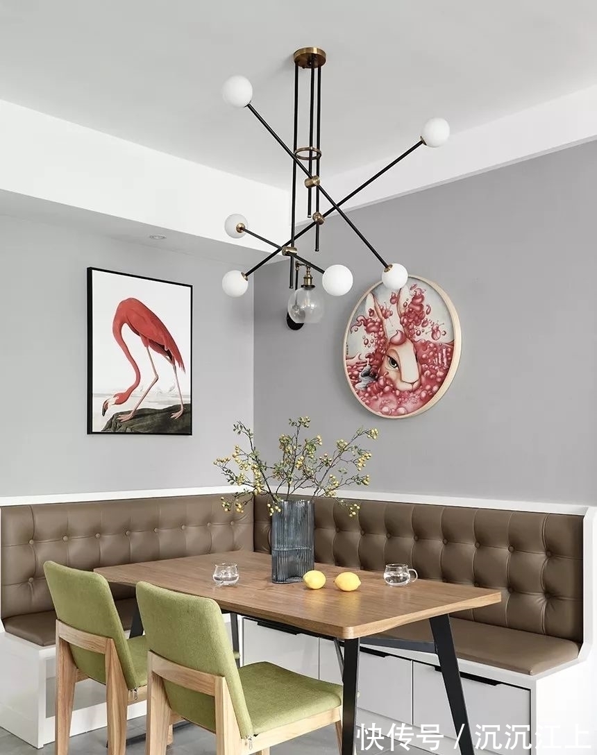 皮艺|130㎡现代简约,书房天花是幅画,活力舒适好童趣